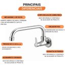 Ver imagem 3 de Torneira Cozinha Parede Essence 1/4 de Volta 27399 Meber - Cromado