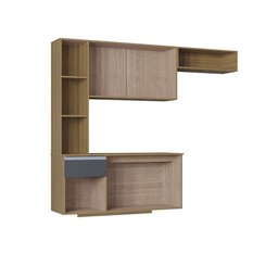 Armário de Cozinha Mel 163cm Suspensa Compacto C Balcão Damasco Ripado Cinza Poquema Móveis - 6
