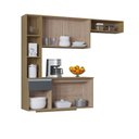 Ver imagem 4 de Armário de Cozinha Mel Suspensa Compacta com Balcão 163cm MDF Damasco Ripado Poquema Móveis