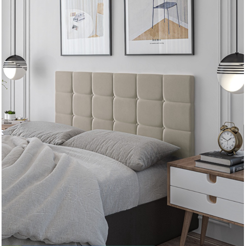 Cabeceira Painel Estofada Casal 1,60x55 Dobrável Nicole Areia