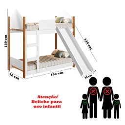 Cama Infantil Beliche Magia para Crianças Quarto Grade Proteção Escorregador e 2 Colchões Cor Branco - 6