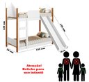 Ver imagem 6 de Cama Infantil Beliche Magia para Crianças Quarto Grade Proteção Escorregador e 2 Colchões Cor Branco