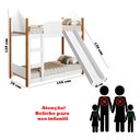 Ver imagem 6 de Cama Infantil Beliche Magia para Crianças Quarto Grade Proteção Escorregador e 2 Colchões Cor Branco