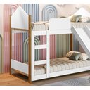 Ver imagem 3 de Cama Infantil Beliche Magia para Crianças Quarto Grade Proteção Escorregador e 2 Colchões Cor Branco