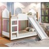 Cama Infantil Beliche Magia para Crianças Quarto Grade Proteção Escorregador e 2 Colchões Cor Branco - 2