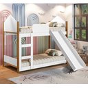 Ver imagem 2 de Cama Infantil Beliche Magia para Crianças Quarto Grade Proteção Escorregador e 2 Colchões Cor Branco
