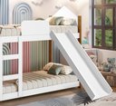 Ver imagem 4 de Cama Infantil Beliche Magia para Crianças Quarto Grade Proteção Escorregador e 2 Colchões Cor Branco