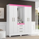 Ver imagem 1 de Guarda Roupa Roupeiro Paris Branco Rosa Flex Aramóveis