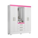 Ver imagem 4 de Guarda Roupa Roupeiro Paris Branco Rosa Flex Aramóveis