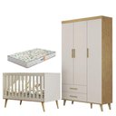 Ver imagem 1 de Berço Americano e Guarda Roupa Infantil Ludmila Off White Bétula com Colchão Gazin - Carolina