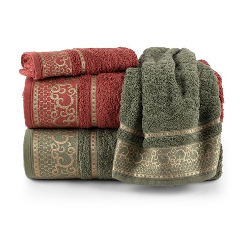 Kit de Toalhas 2 Banhos e 2 Rostos 100% Algodão Eudora:tango Oliva