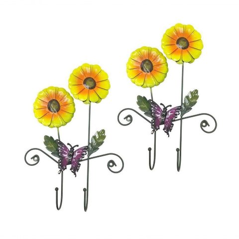 Gancho de Metal Duplo para Bone Chapeu Bolsa Enfeite Flor Amarela Pendura com 2 (pt-c-g)