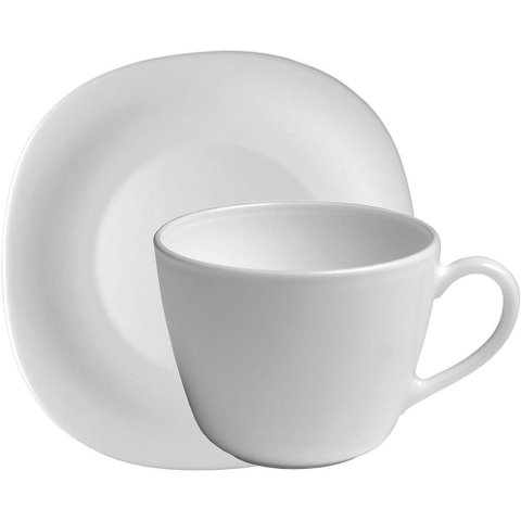 Bormioli Rocco Parma Xícara Chá 7x9x9cm 220ml Vidro Temperado Branco 6pç com Pires