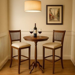 Kit Bistrô França Madeira Maciça - Mesa + Duas Banquetas