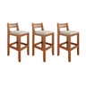 Kit 3 Banquetas em Madeira Maciça Ibiza Ilha 78 Cm com Encosto - Malbec Assento Off White - 2