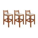 Ver imagem 2 de Kit 3 Banquetas em Madeira Maciça Ibiza Ilha 78 Cm com Encosto - Malbec Assento Off White