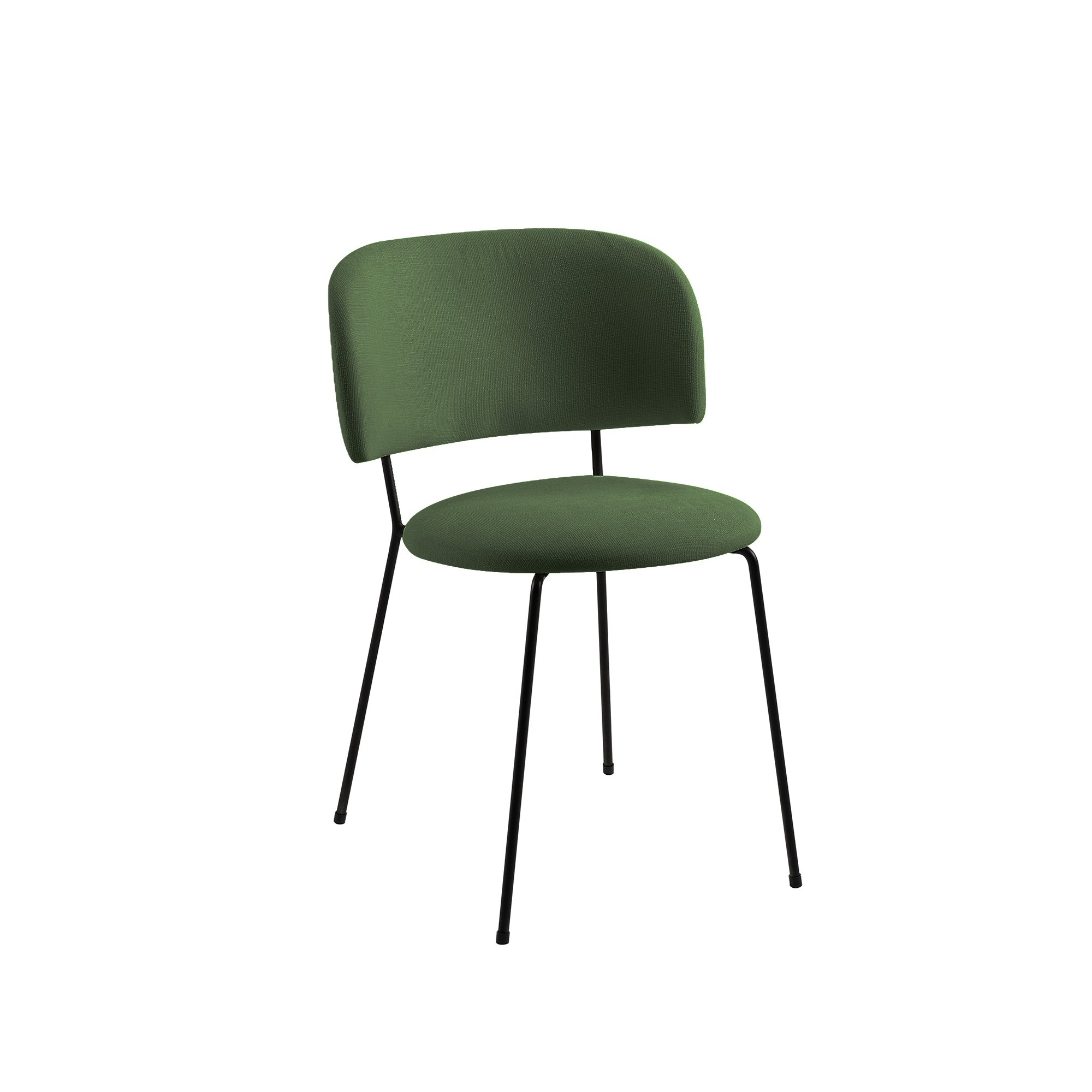 Cadeira Shell Estofado Linho Verde Base Aço Carbono Preto - Casa Maju