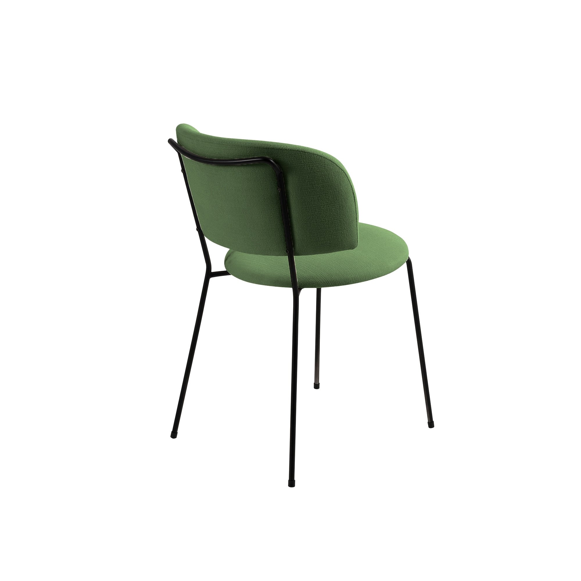 Cadeira Shell Estofado Linho Verde Base Aço Carbono Preto - Casa Maju - 2