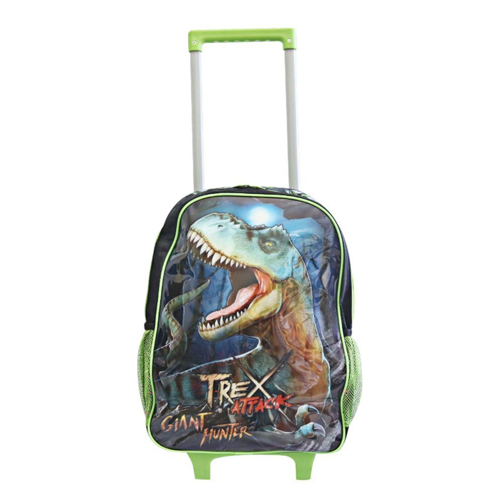 Mochila Escolar de Rodinha Média Dinossauro T-rex