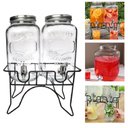Ver imagem 1 de Suqueira Premium Luxo Vidro Inox Dupla com Suporte Dispenser para Agua Suco Festa 4L Inox