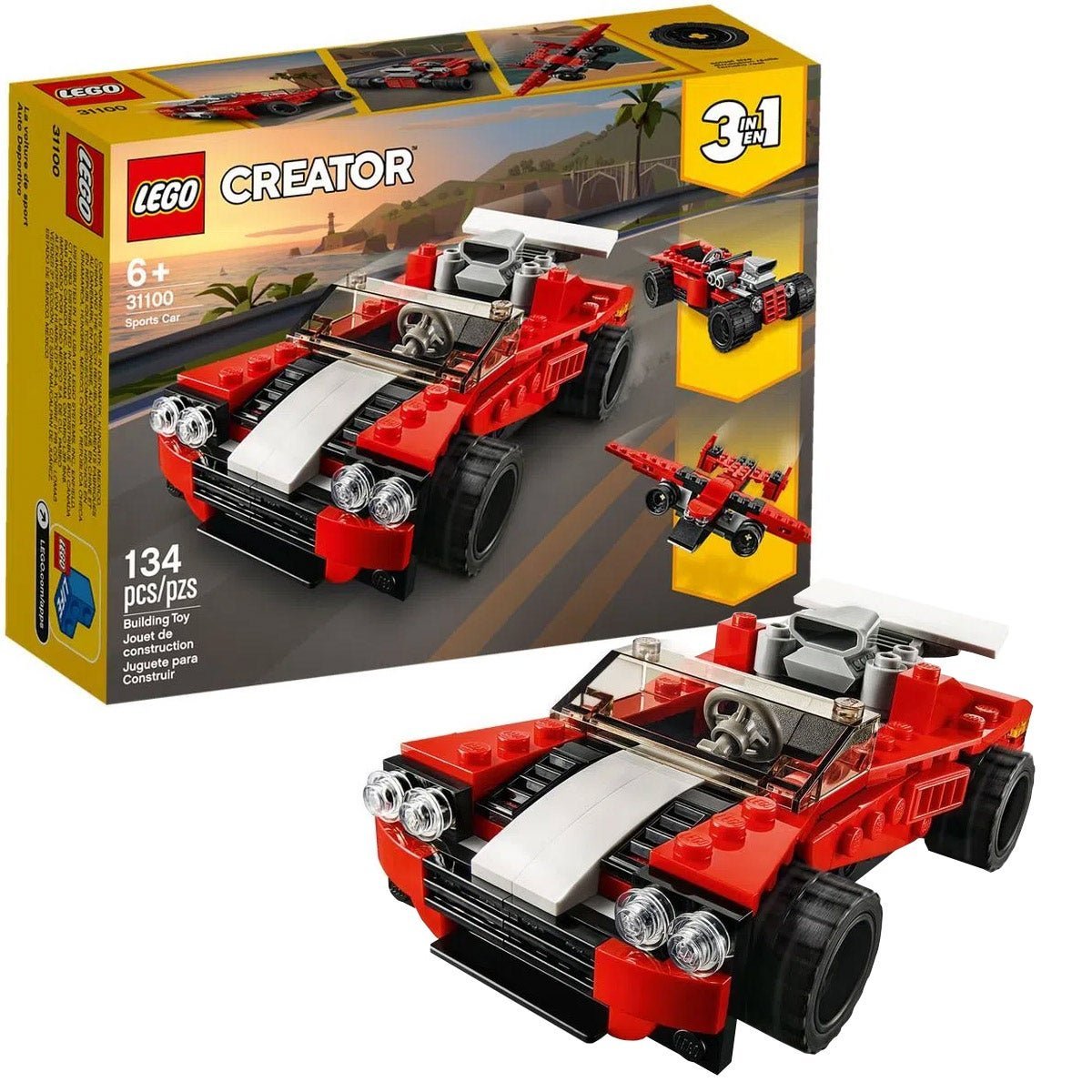 Brinquedo Lego Carro Esportivo 3 em 1 +6 Anos 134 Peças Vira Avião ...