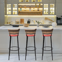 Ver imagem 6 de Kit 3 Banquetas 80cm para Balcão Ilha Bancada Área Gourmet Encosto em Junco Banco Itagold