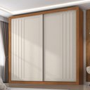 Ver imagem 6 de Guarda Roupa Casal Versalles 2 Portas e Cômoda Sapateira Versátil 4 Gavetas Areia Fosco -Zanzini