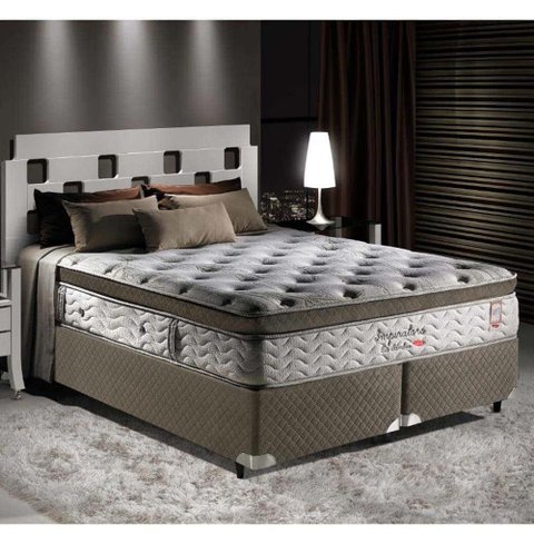 Cama Box Queen Herval Imperatore Eco Bamboo 158x198x73cm Molas Ensacadas - Marrom