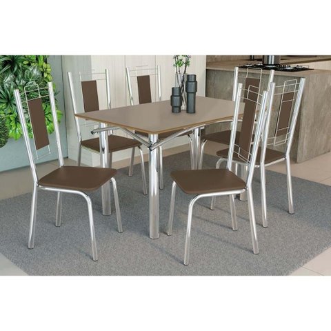 Mesa Cozinha Elba 120 + 6 Cad Florença Cromado Kappesberg