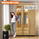 Ver imagem 5 de Guarda-Roupas Milão 3 Portas com 2 Portas Reflecta LED e 2 Gavetas Internas Cinamomo