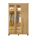 Ver imagem 4 de Guarda-Roupas Milão 3 Portas com 2 Portas Reflecta LED e 2 Gavetas Internas Cinamomo