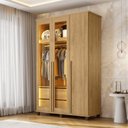 Ver imagem 1 de Guarda-Roupas Milão 3 Portas com 2 Portas Reflecta LED e 2 Gavetas Internas Cinamomo