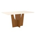 Ver imagem 1 de Mesa de Jantar Danielly 160 cm Tampo Reto com Vidro Nature Off White – Henn