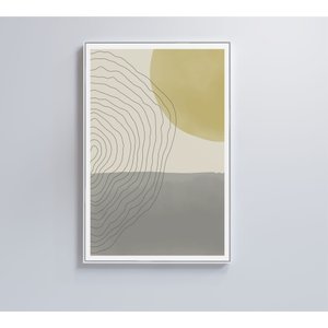 QUADRO ABSTRATO CIRCULO, LINHAS E RETÂNGULO - 120x80 cm - Adesivo fotográfico