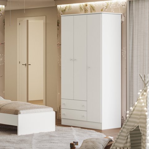 Guarda Roupa Roupeiro Infantil Doce Sonho 2617 Qmovi Branco