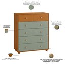 Ver imagem 3 de Cômoda para Quarto 6 Gavetas 90cm Varsóvia A04 Cinamomo Sálvia - Lyam Decor