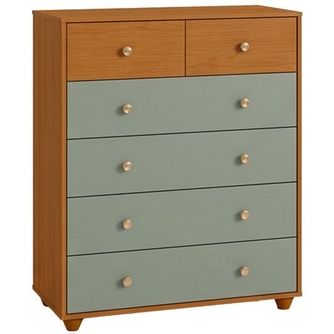 Cômoda para Quarto 6 Gavetas 90cm Varsóvia A04 Cinamomo Sálvia - Lyam Decor
