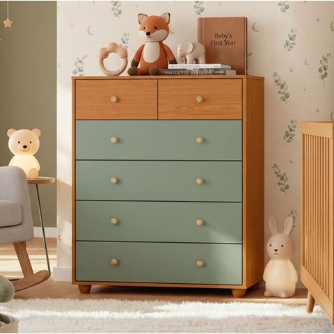 Cômoda para Quarto 6 Gavetas 90cm Varsóvia A04 Cinamomo Sálvia - Lyam Decor