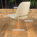 Ver imagem 4 de Kit 2 Cadeiras Lucille em Courissimo Areia com Base em Metal Champanhe
