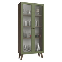 Cristaleira 70 Cm 2 Portas de Vidro com Pés Trapézio Rustic-verde-rustic Vik Madesa - 2