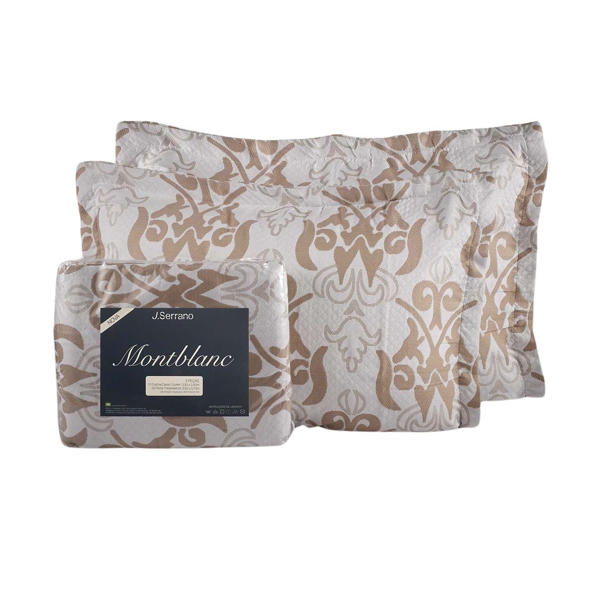 Kit Colcha Cobre Leito Casal 3pç Montblanc Imperial Creme - 2