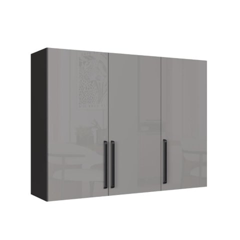 Armário Aéreo Modulado Fidelitá Mônaco 120cm 3 Portas Chumbo/Titânio