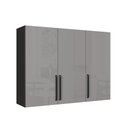 Ver imagem 1 de Armário Aéreo Modulado Fidelitá Mônaco 120cm 3 Portas Chumbo/Titânio