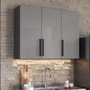 Ver imagem 3 de Armário Aéreo Modulado Fidelitá Mônaco 120cm 3 Portas Chumbo/Titânio