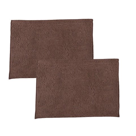 2 Tapetes Bolinha 45x65 Marrom Antiderrapante Macio Dedinho