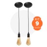 KIT COM 9 Pendente Fio Cabo Vintage Retrô Industrial Preto - 3