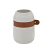 Vaso Decorativo com Alça de Couro 19cm Ceramica - 1