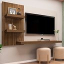 Ver imagem 2 de Painel Suspenso Tv 50 Pol 160 Cm 4157 Pinho Ripado Off White Arly