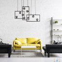 Ver imagem 5 de Pendente Balanço Retangular 60cm para 3x G9 Tr004 Preto E Fumê Bella St2357