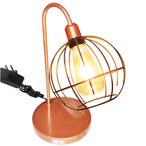 Abajur de Quarto Luminária Industrial Aramado Spider Cobre